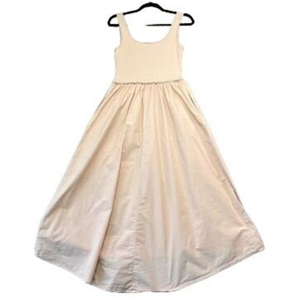 A New Day Tank Dress S Midi Pink Taupe Ballet Dress Side Pockets Contrast Fabric - Picture 3 of 10